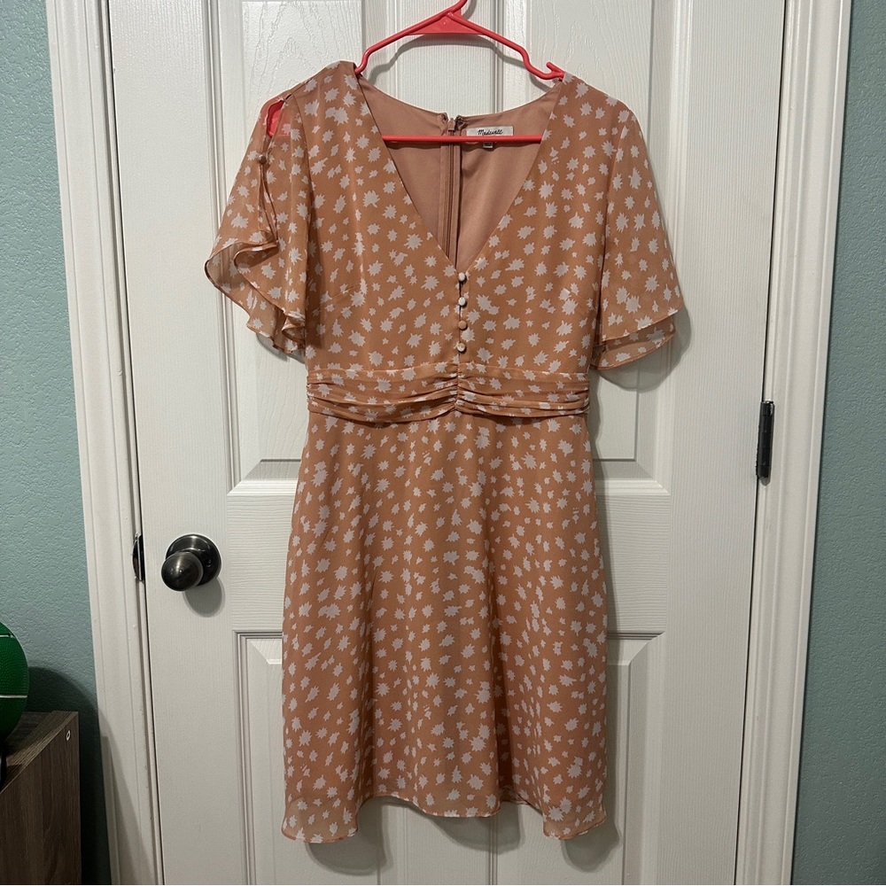 Madewell Salmon Pink and White Dress